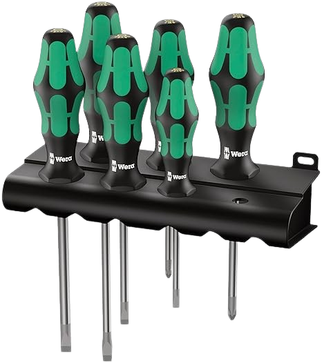 6-Piece Multicolor Slotted Screwdriver Set with Rack and Lasertip